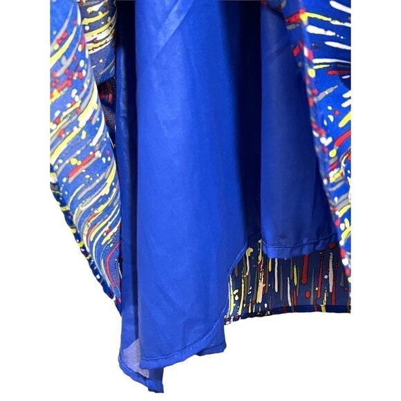 Sincerely Mary Sharkbite Hem Sleeveless A-Line Dress Blue Paint Splash Size M/L - Picture 6 of 12